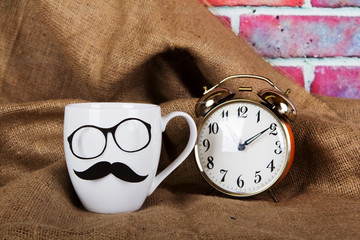 Coffee cup with a black hipster mustache