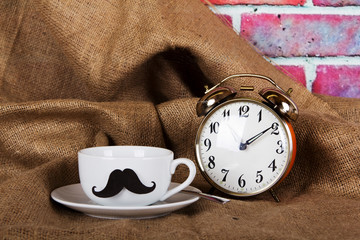 Coffee cup with a black hipster mustache