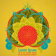 Vector illustration with Indian mandala decor.