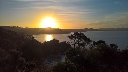 sunset over bay