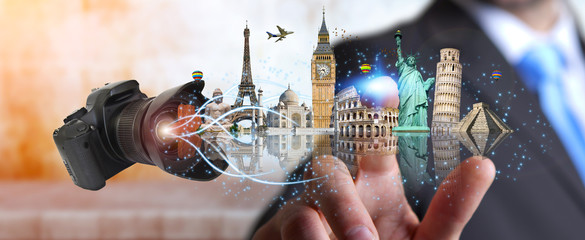 Man traveling the world with his digital camera