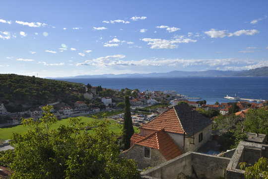 View over Postira city on Brac Island in Croatia
