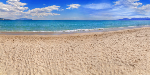Blue ocean background with sandy beach