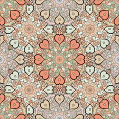 Decorative seamless print for textile or background. Lace oriental ornament.