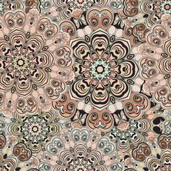 Decorative seamless print for textile or background. Lace oriental ornament.