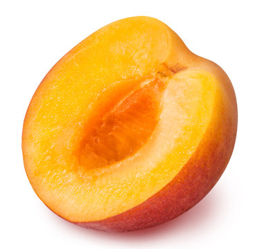 half ripe apricot isolated on a white background