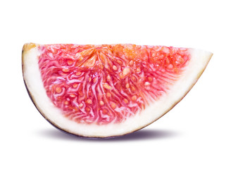 One piece of sliced ripe figs isolated on white background