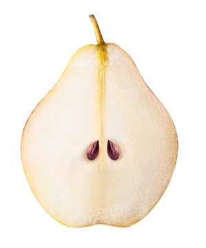 Pear fruit sliced isolated on white background