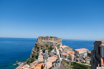 Fototapeta na wymiar View over Scilla with Castello Ruffo, Calabria, Italy 