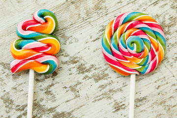 Colorful lollipops of different shapes