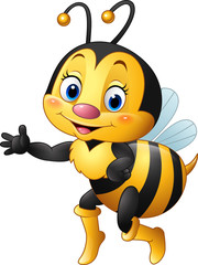 Cartoon bee waving hand