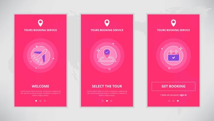 Onboarding design concept for tours booking service