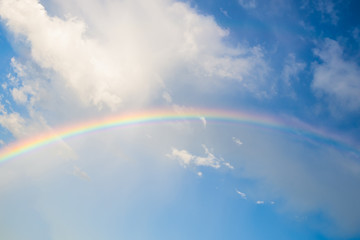 Fototapeta na wymiar rainbow in the blue sky.A picture for concept of rainy season.