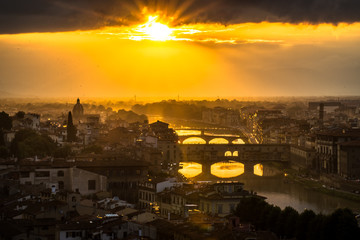 Sunset view of Florence, Italy.