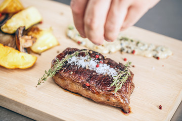 Grilled juicy beefsteak