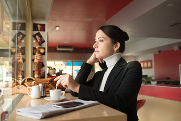 Lonely woman at the bar