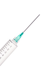 Closeup of syringe with transparent liquid