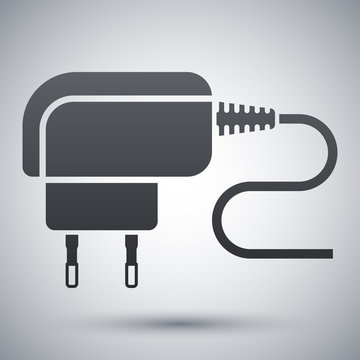 Vector Phone Charger icon. Simple icon on a light gray background