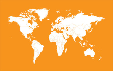 world map orange with borders