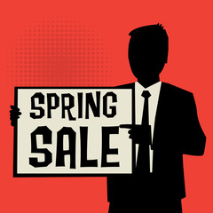 Man showing board, business concept with text Spring Sale