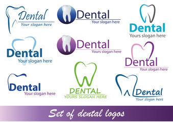 Set of dental logos - obrazy, fototapety, plakaty