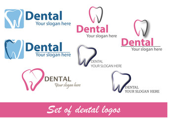 Set of dental logos - obrazy, fototapety, plakaty