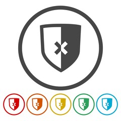 Shield with cancel symbol. Vector illustration.