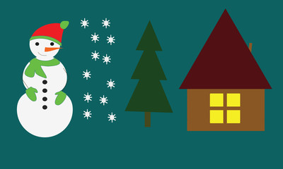 
Christmas card with a snowman