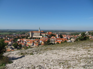 View of Mikulov Town from Holy Hill / Mikulov (Nikolsburg) Castle and Town in South Moravia, Czech Republic