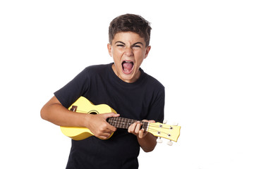 child playing ukulele