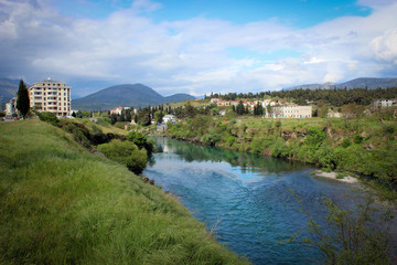 Fototapeta na wymiar Morača river in Podgorica, Montenegro