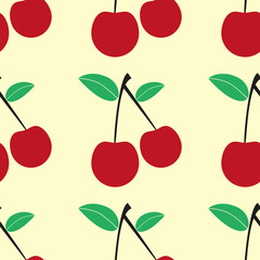 Seamless cherry pattern. Berries. Delicious healthy eating. Flat design.