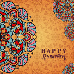 Vector greeting card to indian festival Vijayadashami. Happy Dussehra