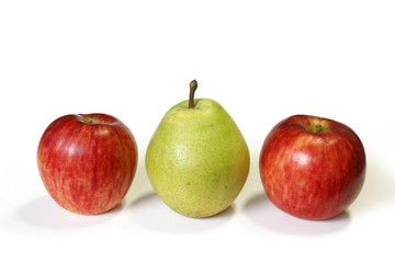pear and apple fruits isolated