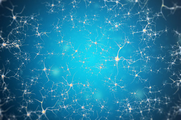 Neurons of the nervous system cells. 3d rendering
