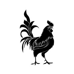 Black silhouette of rooster. Chinese New Year 2017.