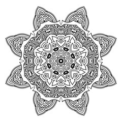 Mandala hand drawn design. Can be used like Coloring page. Vintage oriental round decorative element. vector illustration