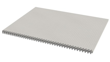 Blank spiral bound notebook with squared paper isolated on white