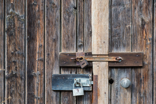 Old Wooden Door Latches with Locks