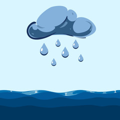 Fototapeta premium Vector cloud with falling rain sea