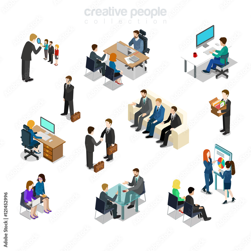 Wall mural Isometric flat Business people office 3d vector illustration