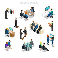 Isometric flat Business people office 3d vector illustration