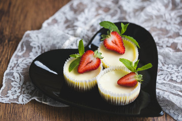 strawberry cheesecake and fresh berries