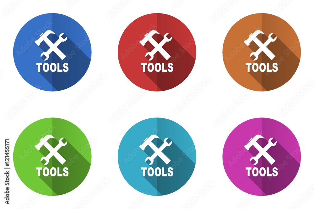 Aufkleber Flat design vector icons. Colorful web buttons set.