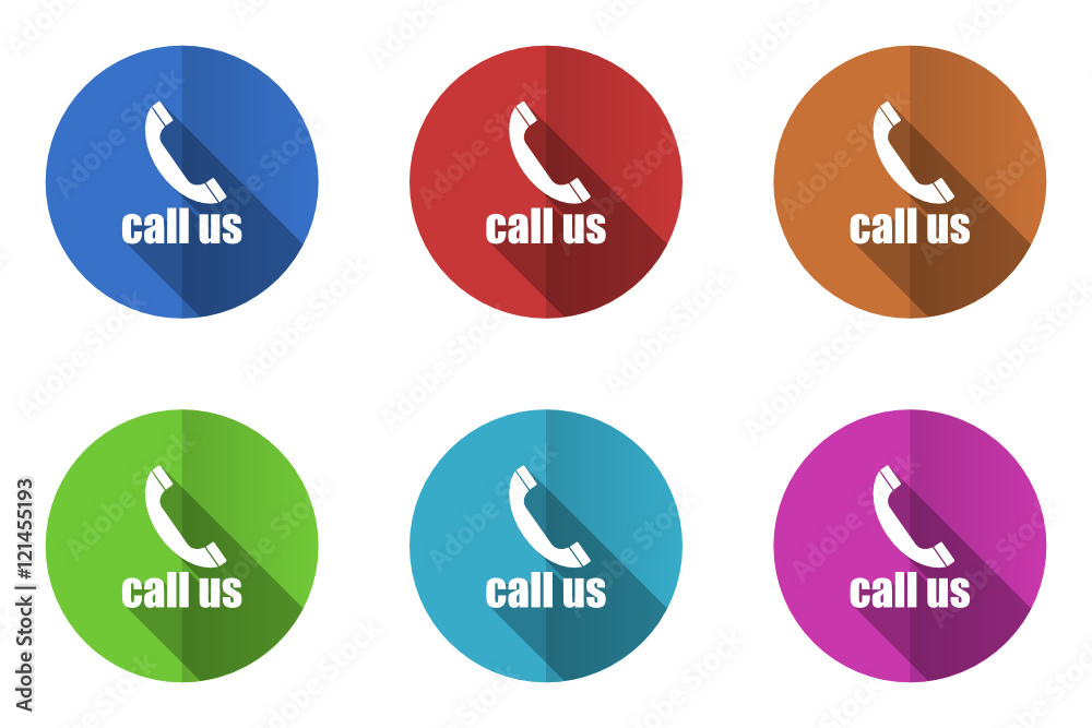 Poster Flat design vector icons. Colorful web buttons set.