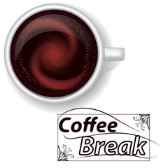 Cup of coffee, lettering, top view