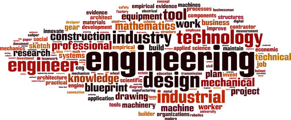 Engineering word cloud concept. Vector illustration