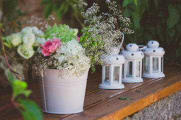 Flowers decorate a beautiful wedding