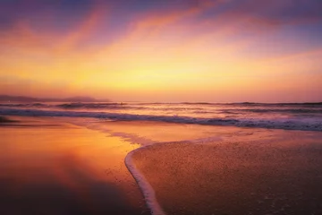 Foto op Plexiglas red sunset on beach shore © mimadeo