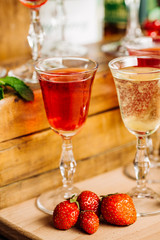 set with different drinks on interior background